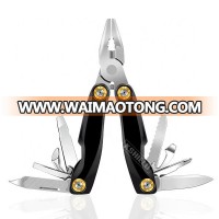 Factory wholesale foldable 12 IN 1 stainless steel aluminum handle black color multi tool plier