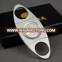 Simple Design Portable Dual Blades Silver Stainless Steel 22mm Diameter Cigar Cutter